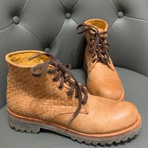 FB + Rauch London Woven Leather Hiking Boots 7 EUC